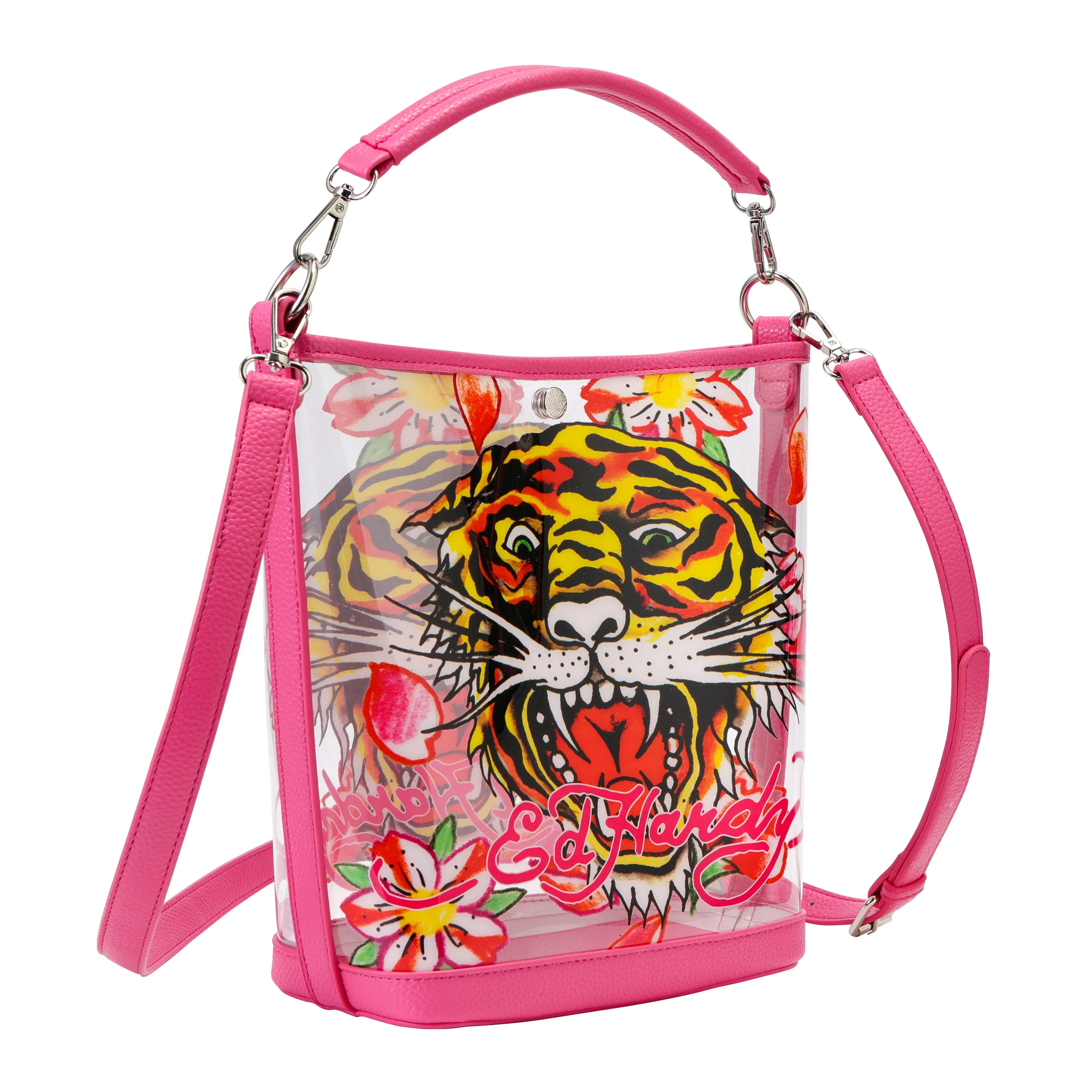 Pink Ed Hardy PVC Beach Bucket Bag - Classic Tiger - Image 3